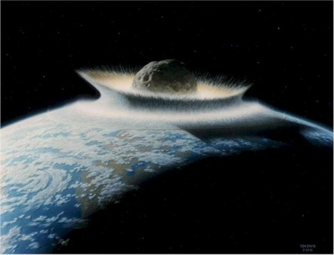 Meteoro colidindo com o planeta Terra